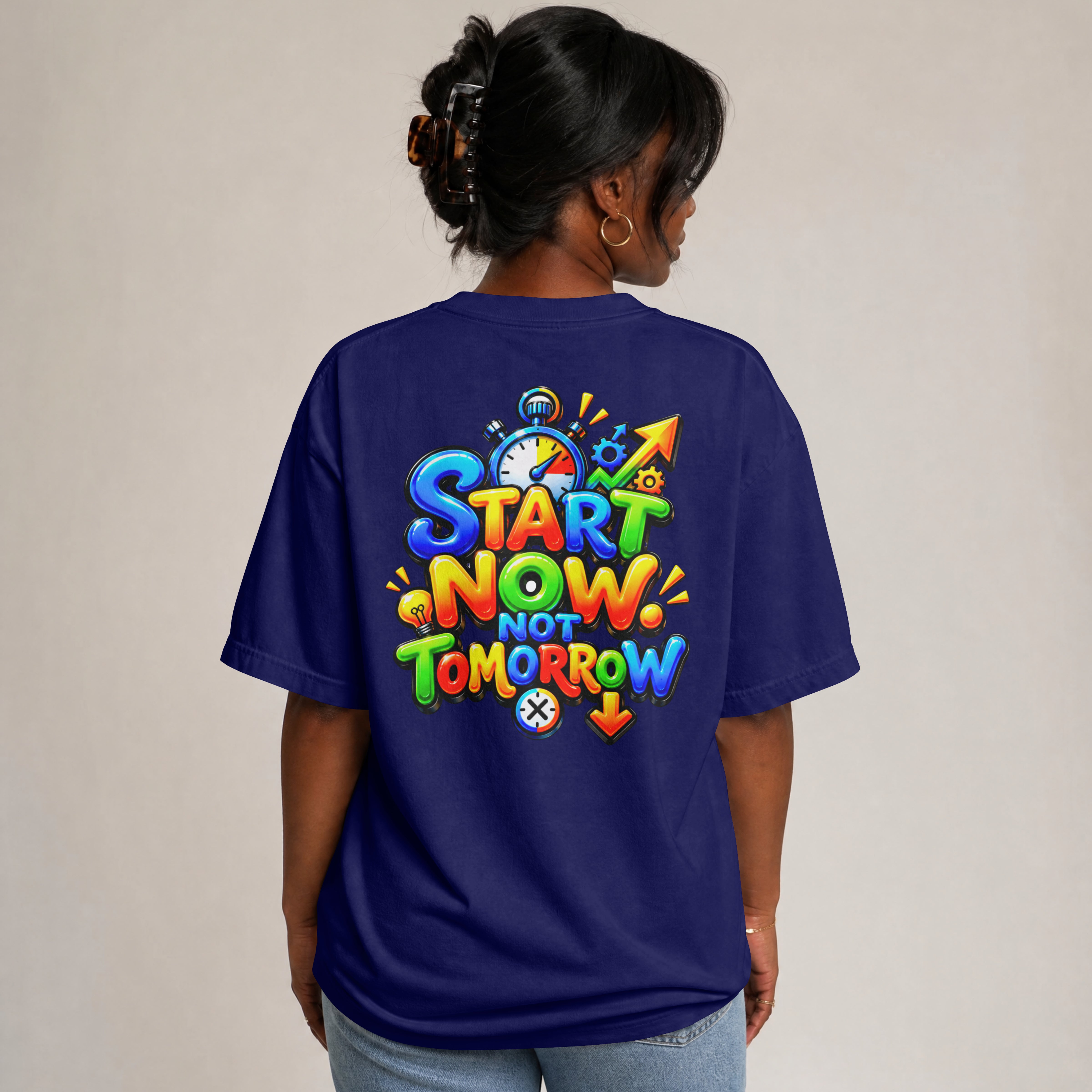 UNISEX TRENDY STRETWEAR OVERSIZED T SHIRT - START TODAY