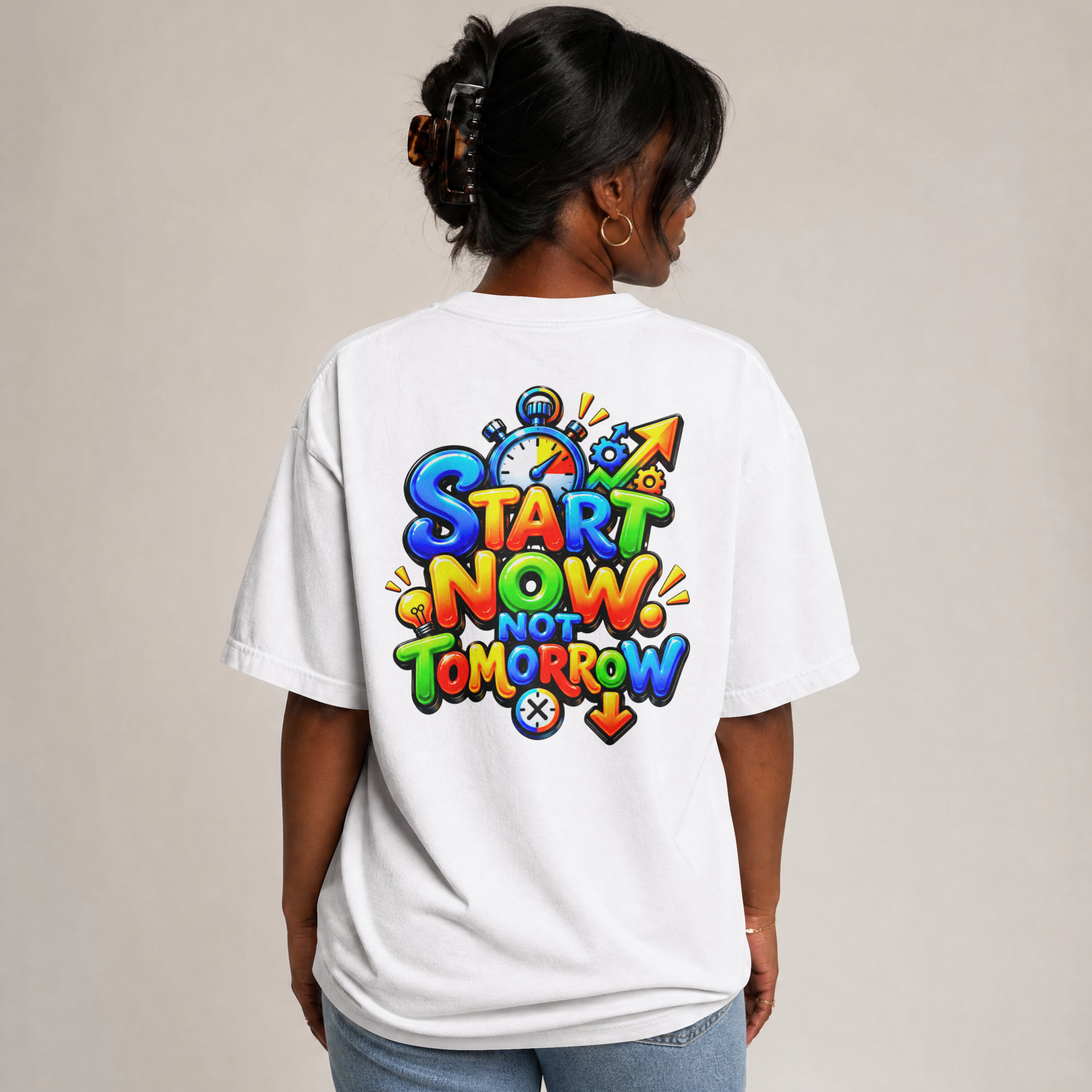 UNISEX TRENDY STRETWEAR OVERSIZED T SHIRT - START TODAY