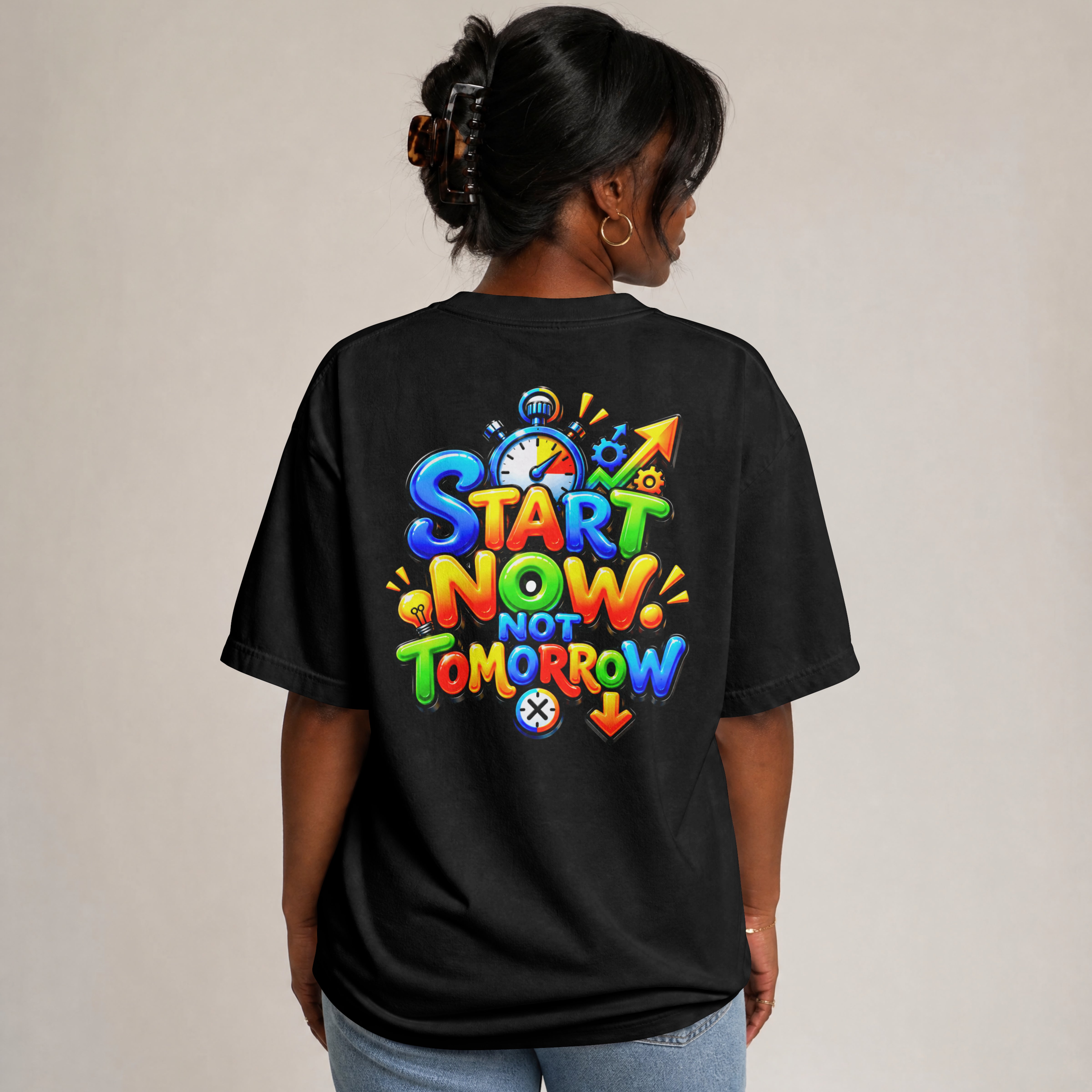 UNISEX TRENDY STRETWEAR OVERSIZED T SHIRT - START TODAY