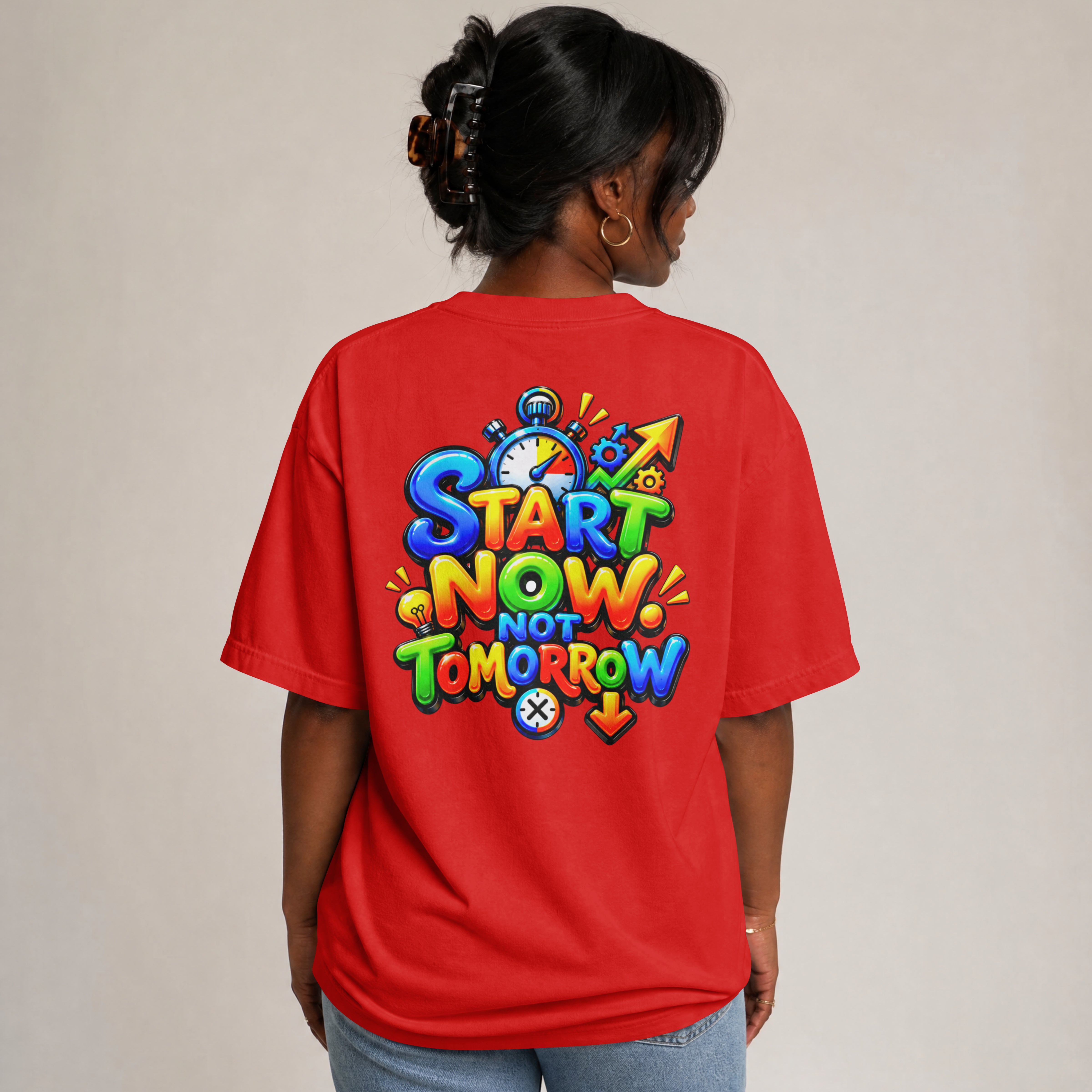 UNISEX TRENDY STRETWEAR OVERSIZED T SHIRT - START TODAY