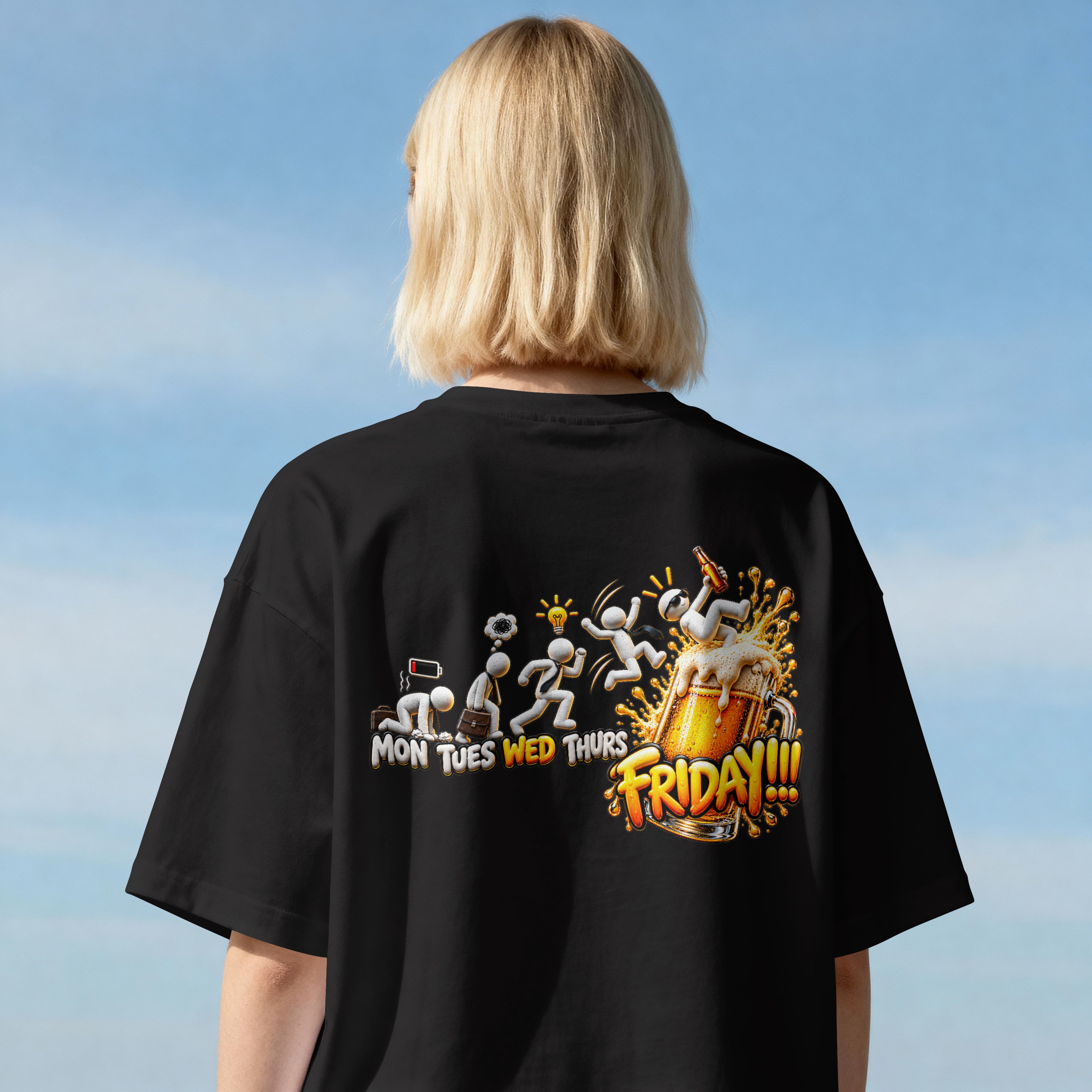 UNISEX WEEKEND STYLE OVERSIZED T SHIRT - FRIDAY