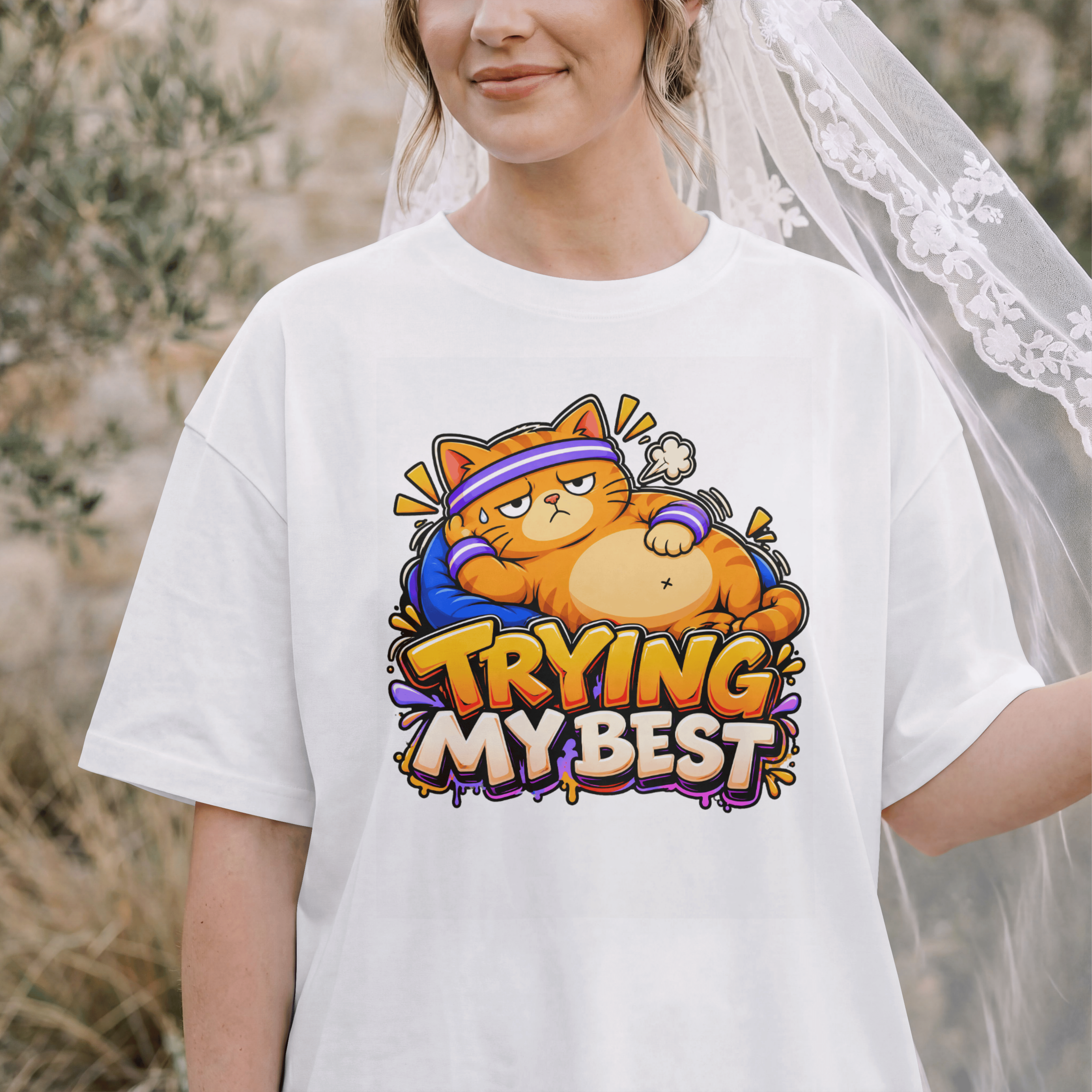 WOMENS TRENDY OVERSIZED T SHIRT - TRYING MY BEST