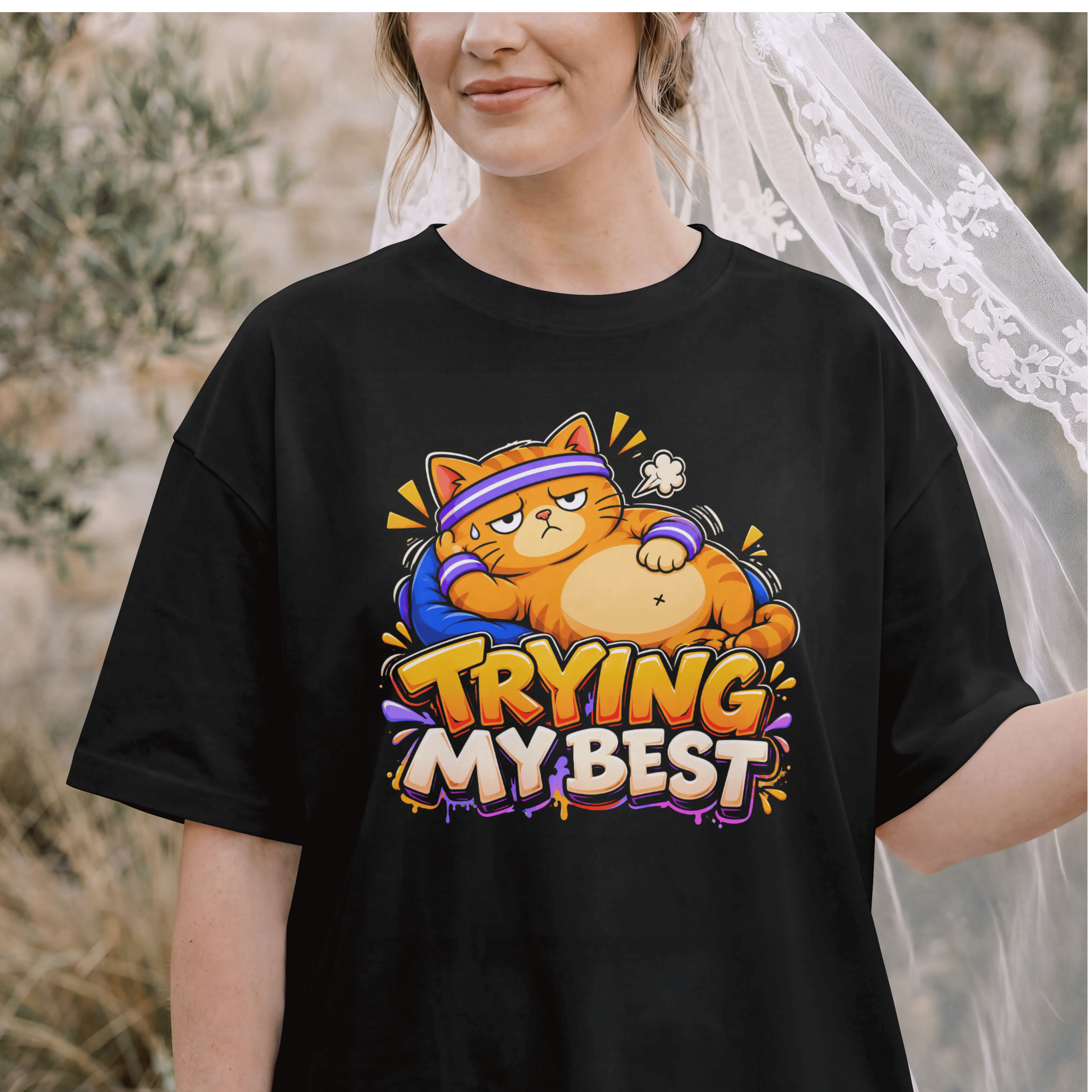 WOMENS TRENDY OVERSIZED T SHIRT - TRYING MY BEST