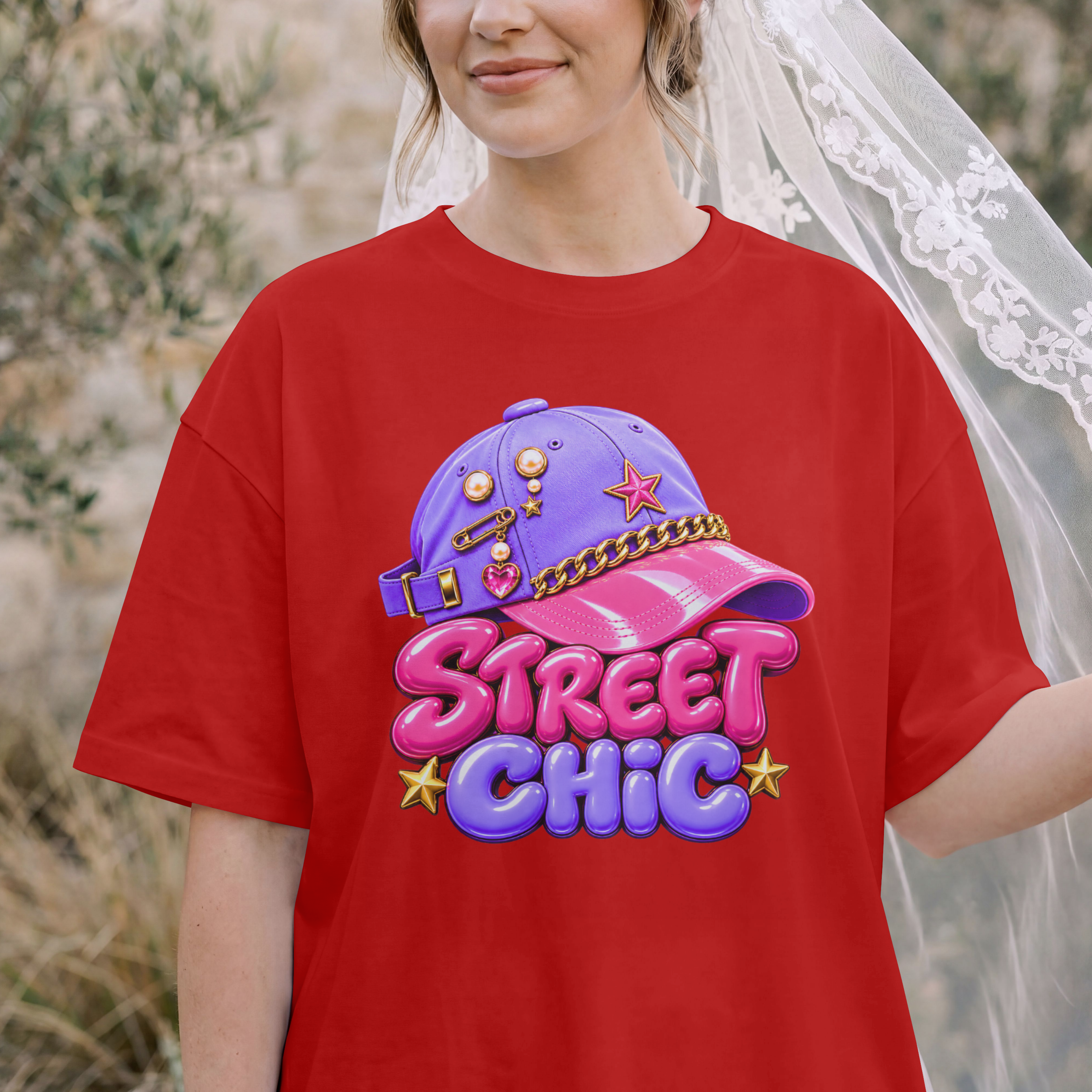 WOMENS STREEWEAT OVERSIZED T SHIRT - STREET CHIC
