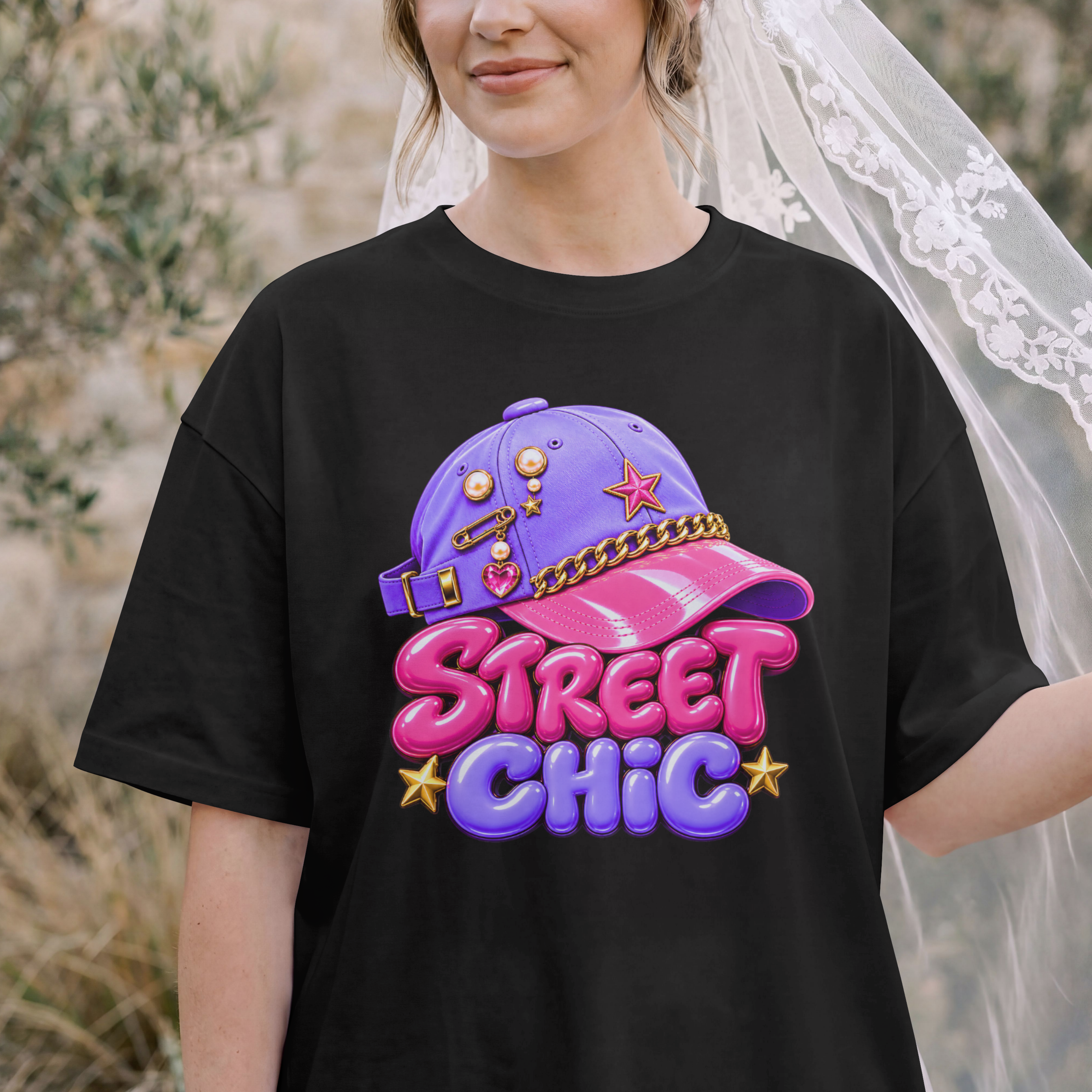 WOMENS STREEWEAT OVERSIZED T SHIRT - STREET CHIC