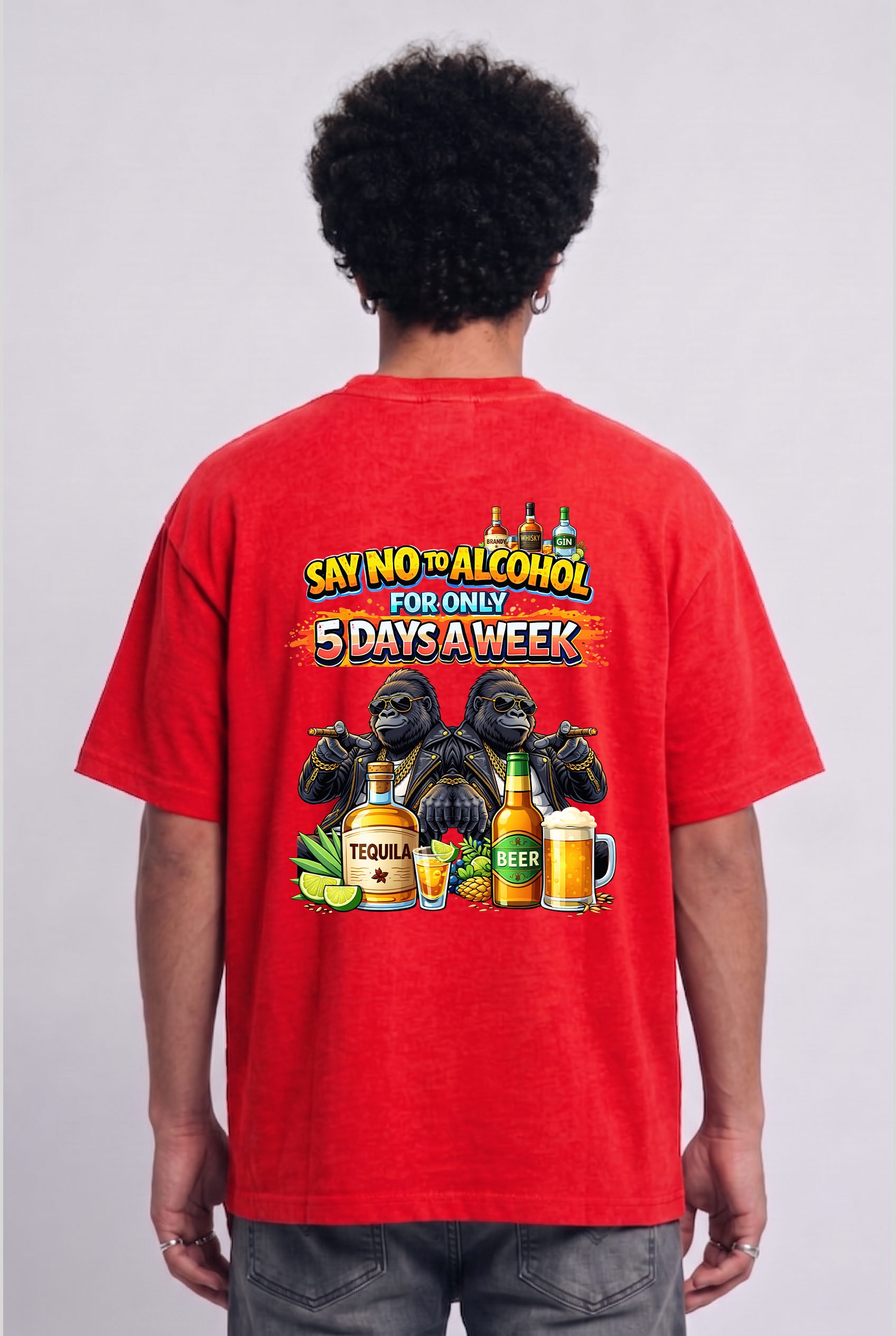 Men's Super Combed Cotton Oversized T-Shirt - Alcohol
