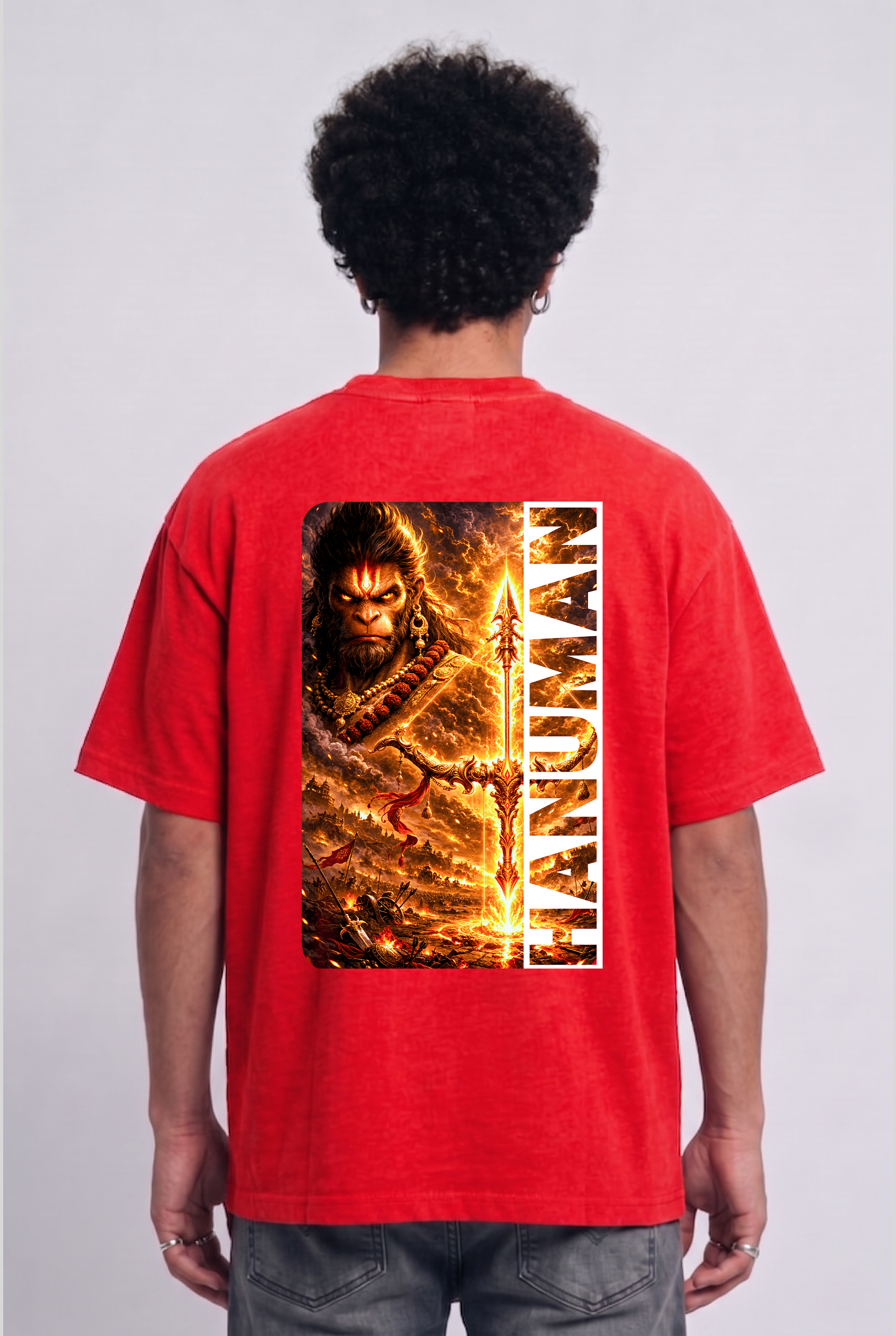 Men's Super Combed Cotton Oversized T-Shirt - Hanuman