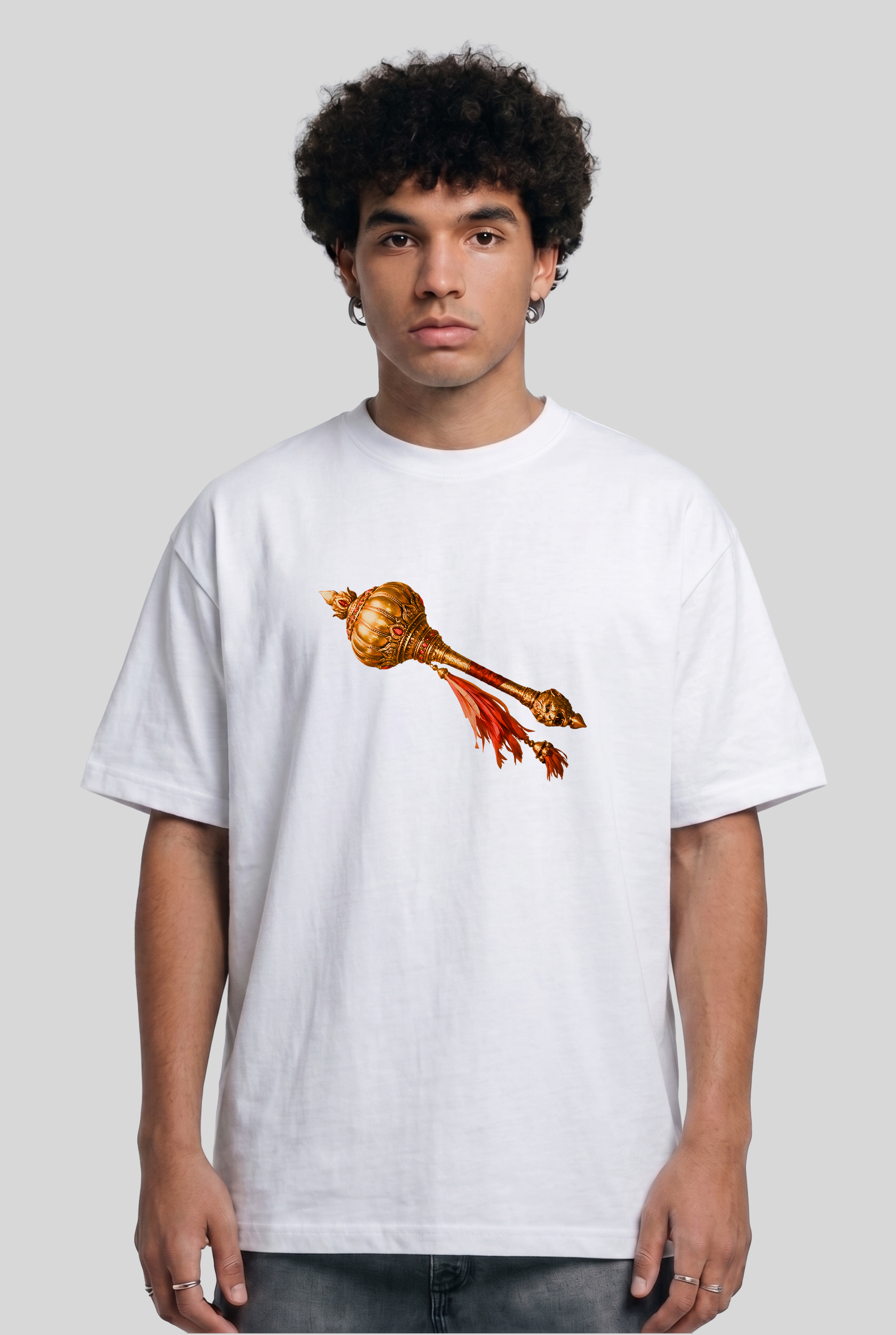 Men's Super Combed Cotton Oversized T-Shirt - Hanuman